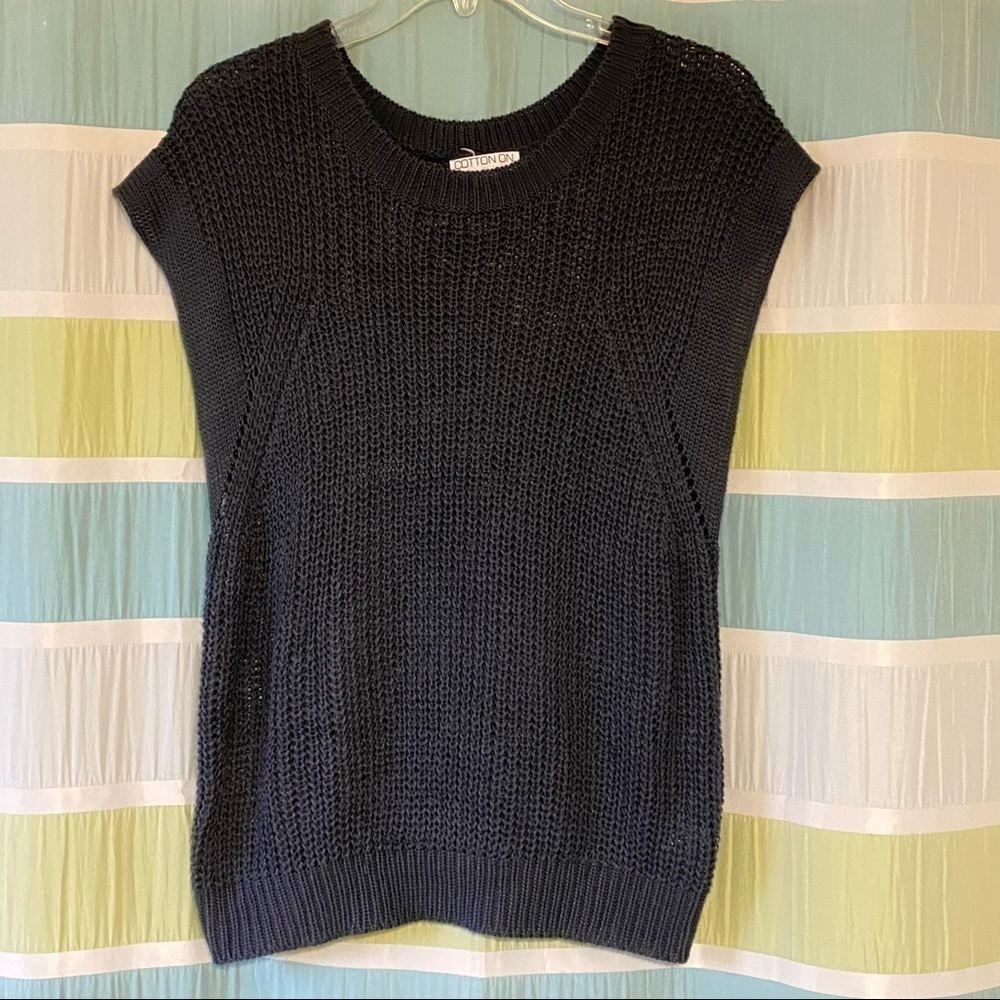Cotton On Knit Sleeveless Sweater Navy Blue Sz Large - Picture 8 of 8